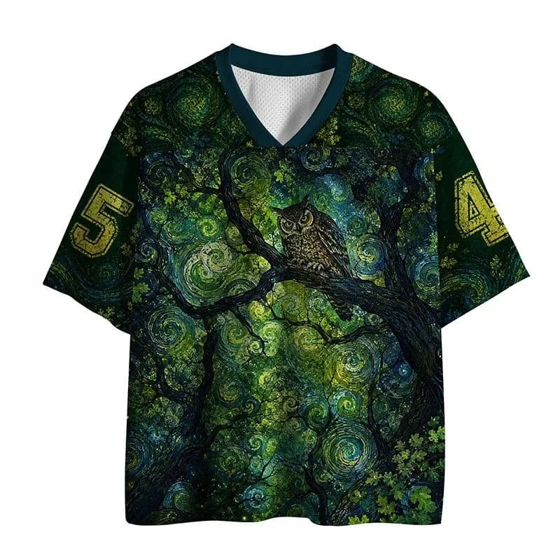 2026 Popular V-neck Mesh T-shirt with Fun Printed Short Sleeved T-shirt, Retro Streetwear, Loose Oversized Sports Mesh T-shirt