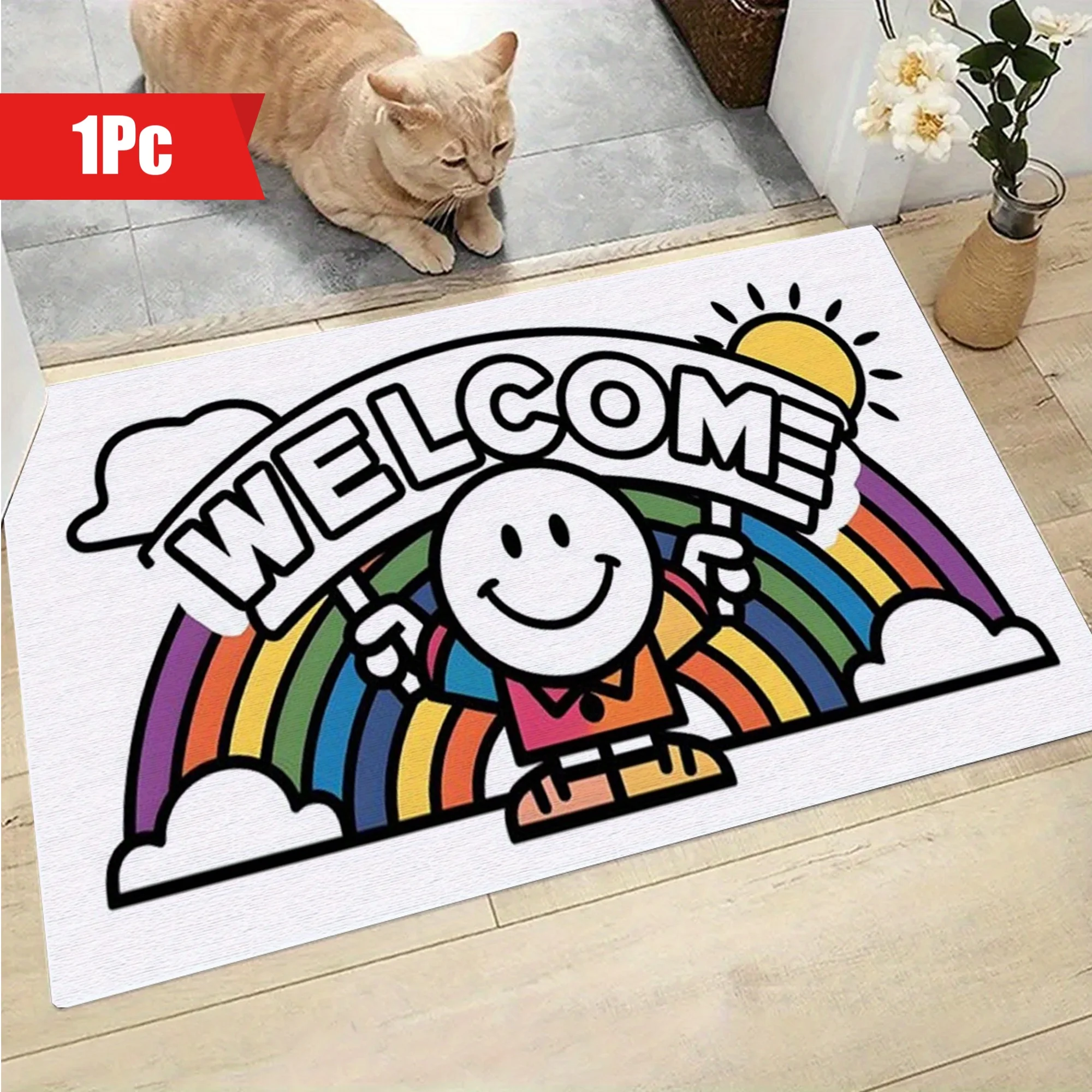 

1 шт., простой легкий роскошный узор, нескользящий дверной коврик, коридор, кухня, ванная комната, балкон, напольный коврик, домашний ковер