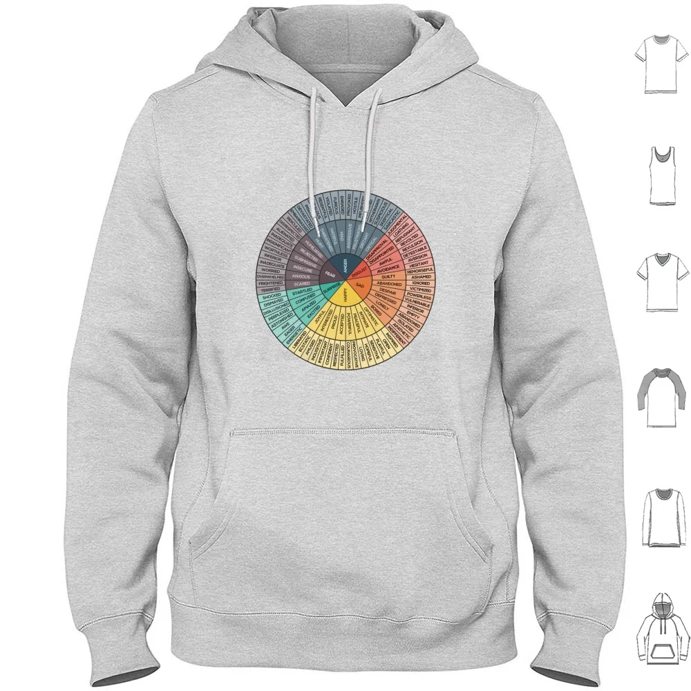 Wheel Of Emotions Hoodie Cotton Long Sleeve Wheel Of Emotions Feelings Wheel Psychiatry Psychologist Mind Office Home