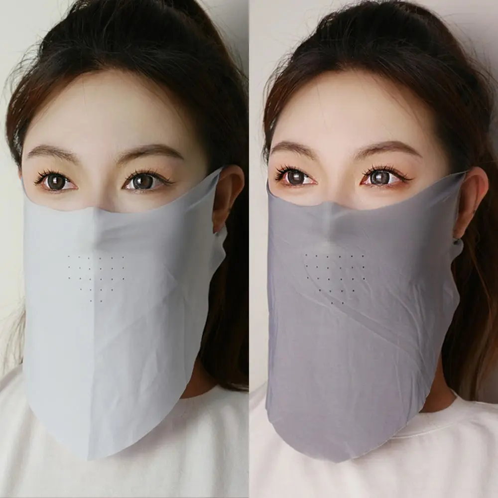 Masker pelindung terik matahari, syal wajah pelindung UV warna Solid, penutup pembungkus leher tahan matahari, syal wajah musim panas