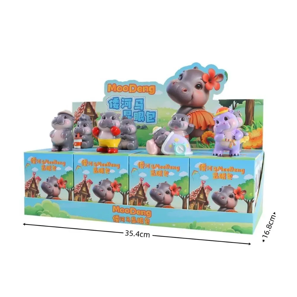 1pc/8pcs Kawaii Moo Deng Activity Blind Box Baby Hippo PVC Animal Figure Toys Cute Desktop Ornament Surprise Bags for Kids