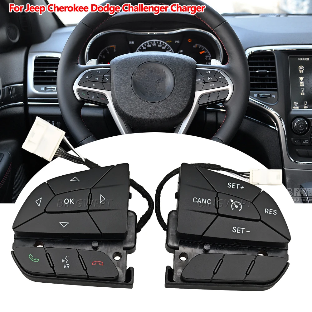 

68245348AA 68146854AC 68321897AA Steering Wheel Cruise Control Switch For 2014-2022 Jeep Cherokee Dodge Challenger Charger