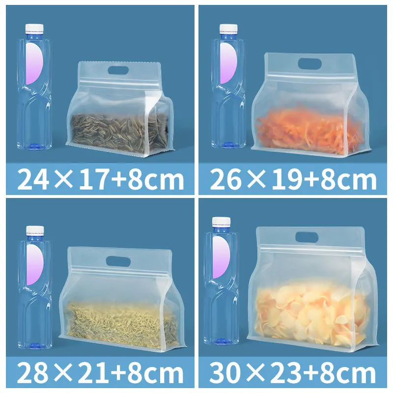 300Pcs Matte Finish Handheld Eight-sided Self-standing Resealable Bag for Nuts Specialty Snacks Miscellaneous Grains Sealed Bag