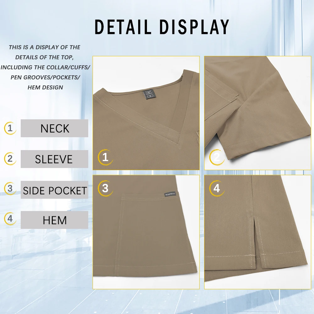 التجميل عمال النساء الزي الطبي السريري معاطف للأطباء والممرضات الجراحية فرك مجموعة الصيدلة مختبر أعلى السراويل عيادة التمريض الملابس #5