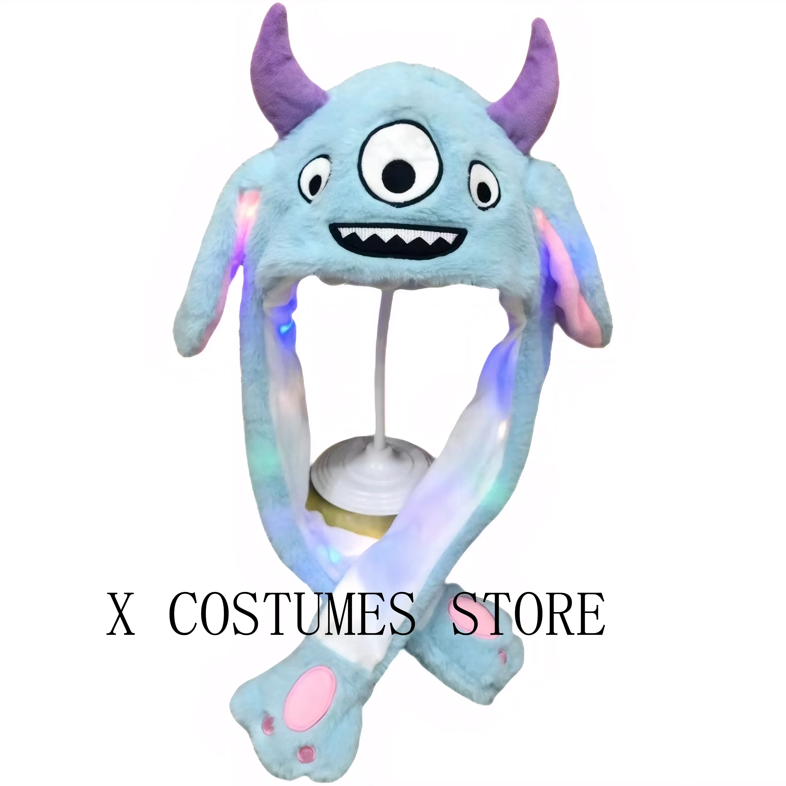 Cappello a punto con orecchie mobili Punto incandescente Ricamo Artiglio Kuromi Cappello da demone Bambini adulti Party Dress Up Cartoon Cosplay ﻿