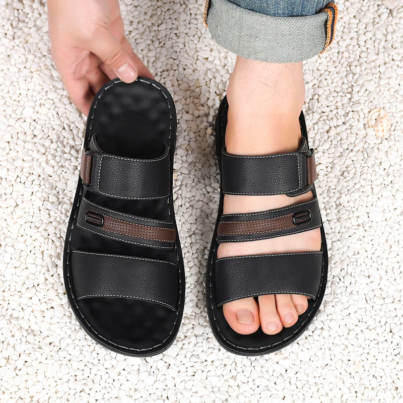 Men's Casual Slide Sandals with Adjustable Straps for Comfortable All-Day Wear, Perfect for Beach, Poolside, or Daily Errands, L