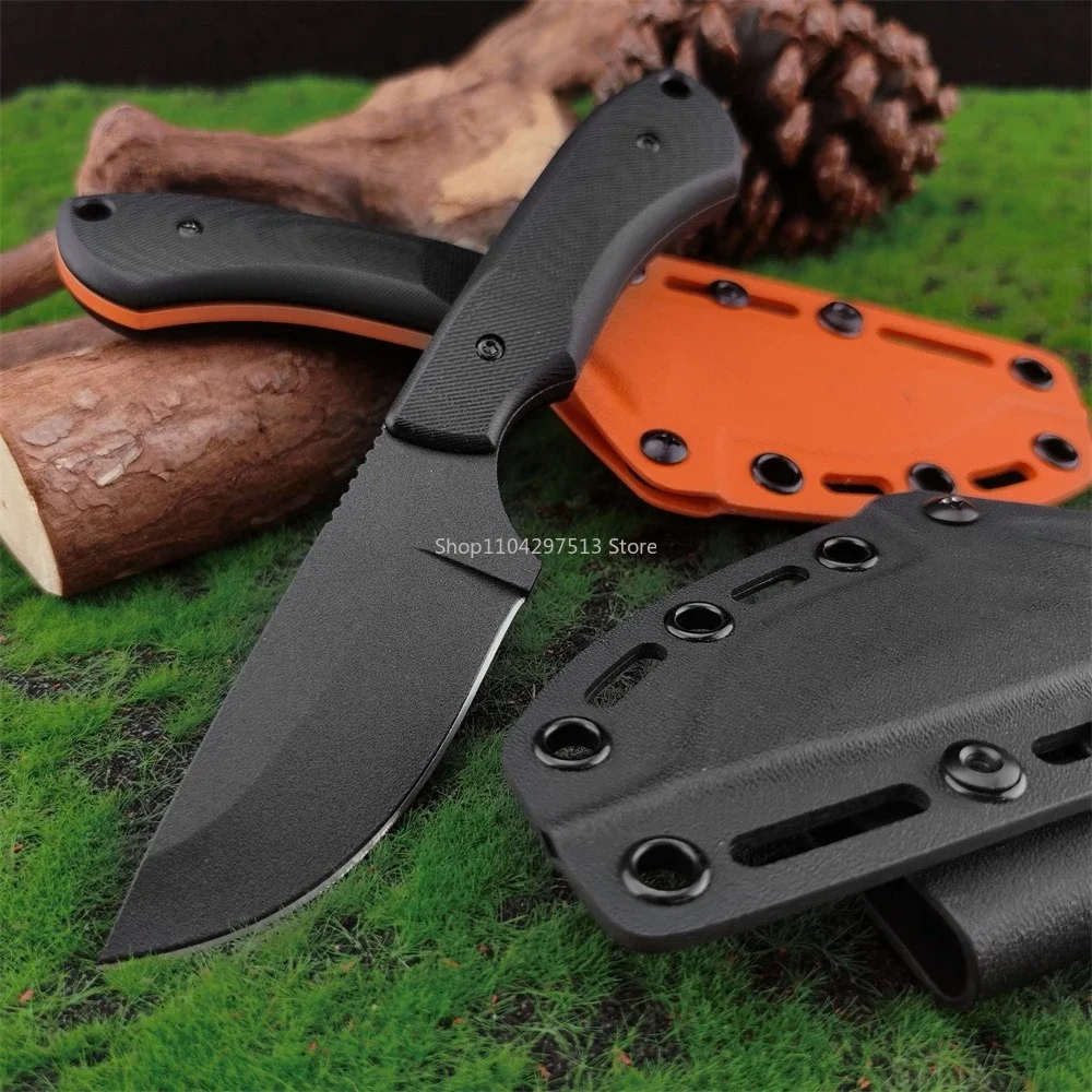 High Strength Outdoor Utility Knife, 8Cr13Mov Fixed Blade Knife Anti-slip Black G10 Handle Camping Fishing Daily Life EDC Tool