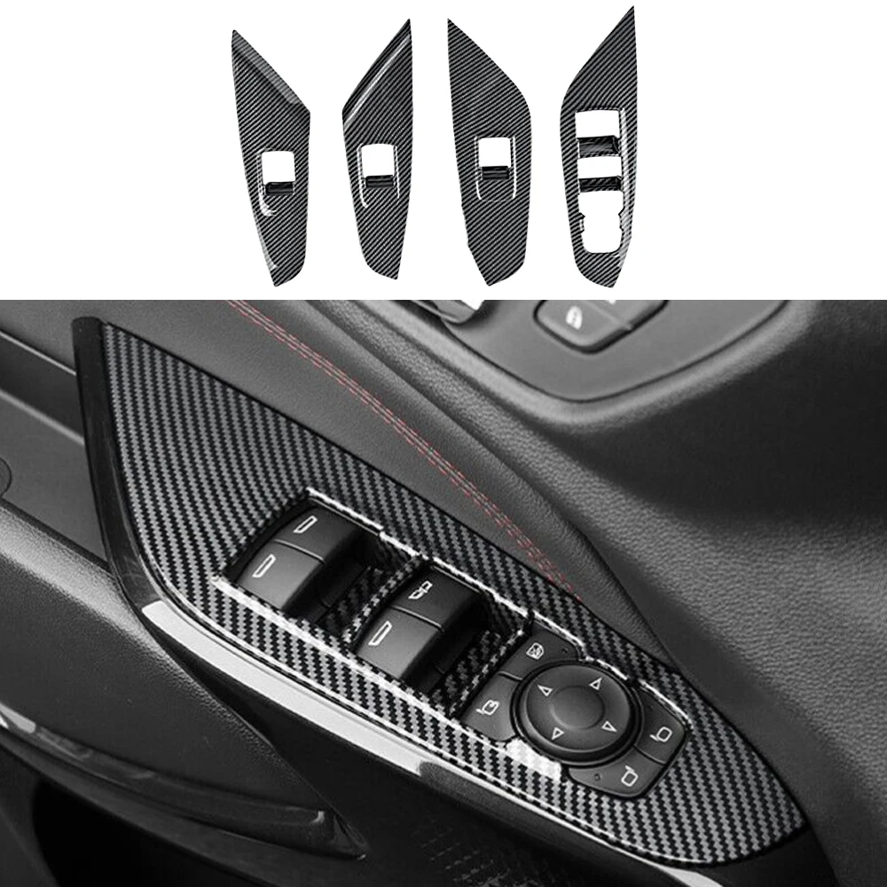 Window Lift Switch Panel Cover Trim For Trax 2023-2024 Carbon Fiber Car Interior Door Handle Panel Pull Trim Cover