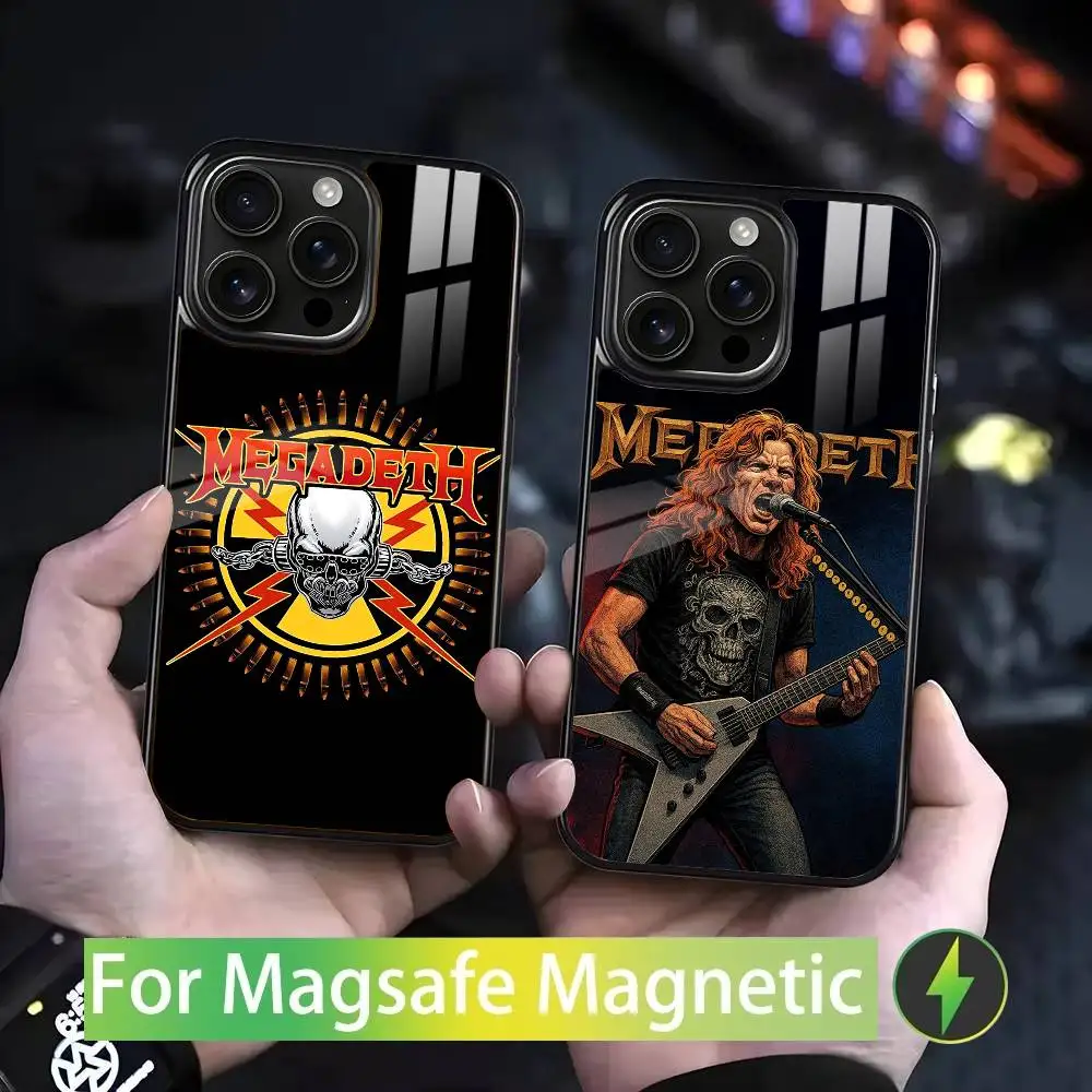 

Чехол Band M-Megadeth для iPhone 17, 16, 15, 14, 13, 12, 11, Pro, Max, Plus, Mini, SE4, E с магнитной беспроводной зарядкой Magsafe