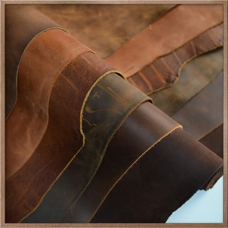 Crazy Horse Genuine Leather Sheet Top Grain Cowhide Leather Material for Wallet Belt Bag Shoes Auto