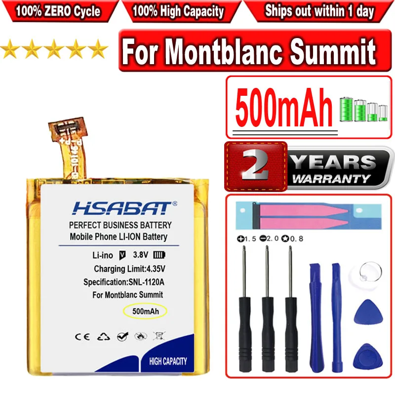بطارية HSABAT بقدرة 500 مللي أمبير في الساعة لساعة Montblanc Summit الذكية
