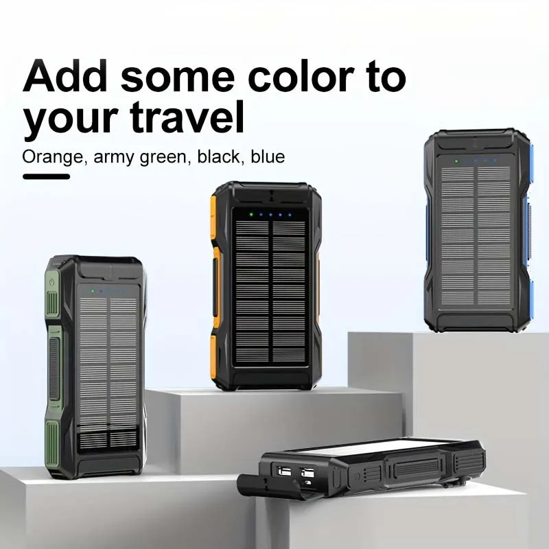10000mAh Solar Power Bank Portable High Capacity Charger Compatible with IOS Android USB-A And USB-C Fast Charging 2025 New