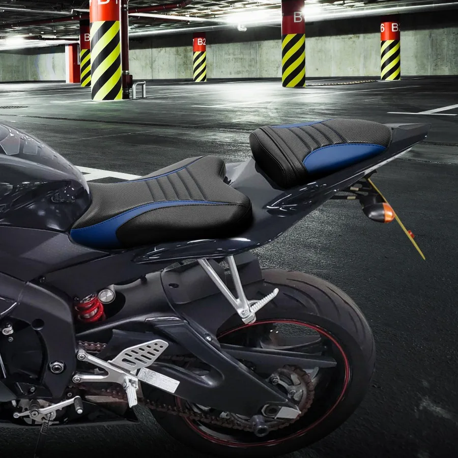 

Black Blue Rider Driver andamp; Passenger Seat Fit For Yamaha YZFR6 YZF-R6 2006 2007