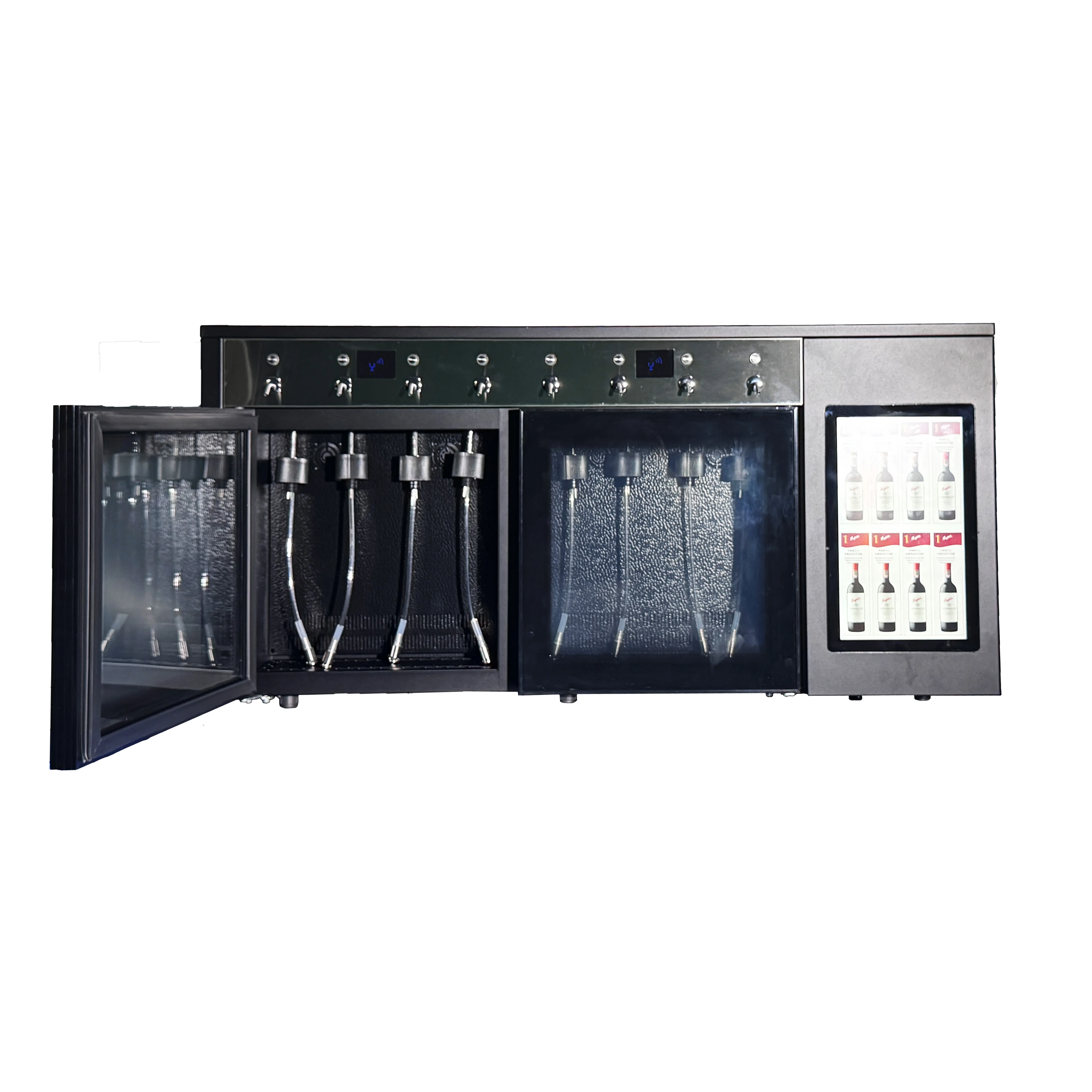 Commercial Electric Wine Preserver Stainless Steel 8-Bottle Wine Dispenser with Compressor Refrigeration for Hotels