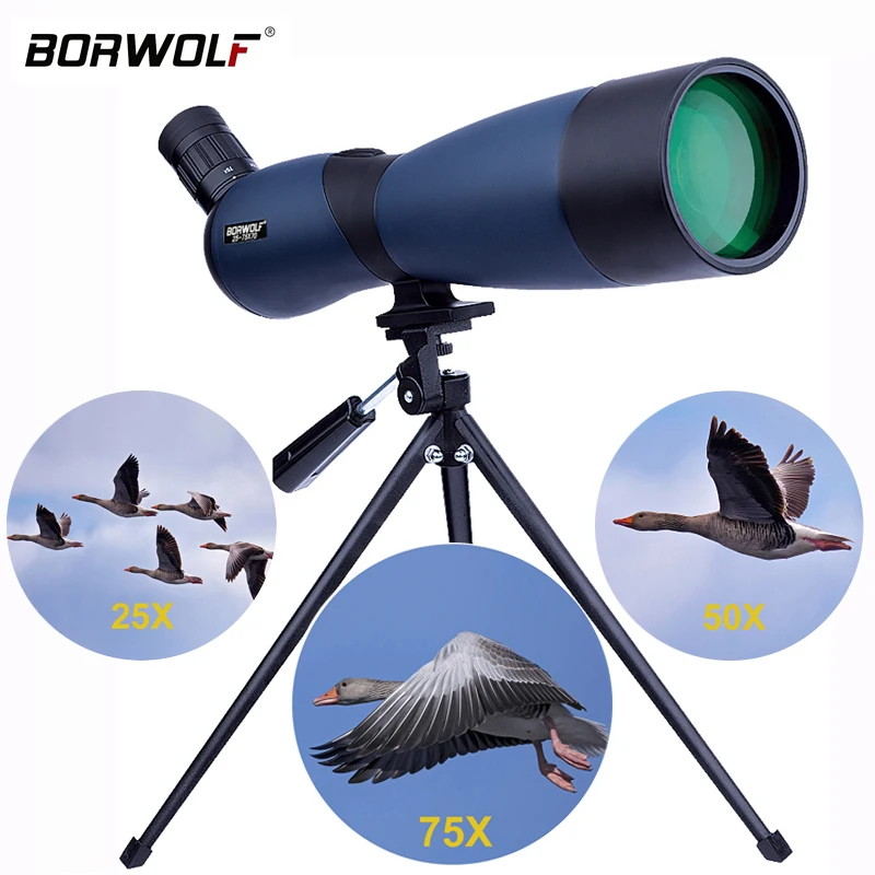 

BORWOLF Astronomical Telescope Spotting Scope 25-75x70 powerful FMC BAK4 Waterproof camping equipment for Birdwatching