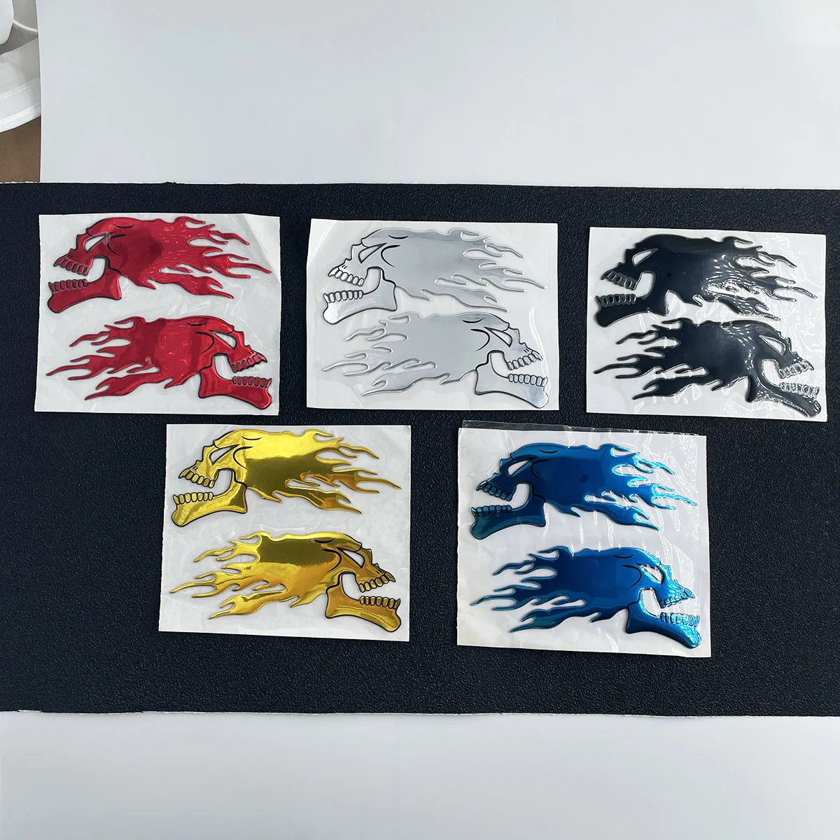 

3D Motorcycle Fire Ghost Skull Sticker Logo Helmet Tank Bike Decal Head Auto Hurricane Chrome Plating Stickers