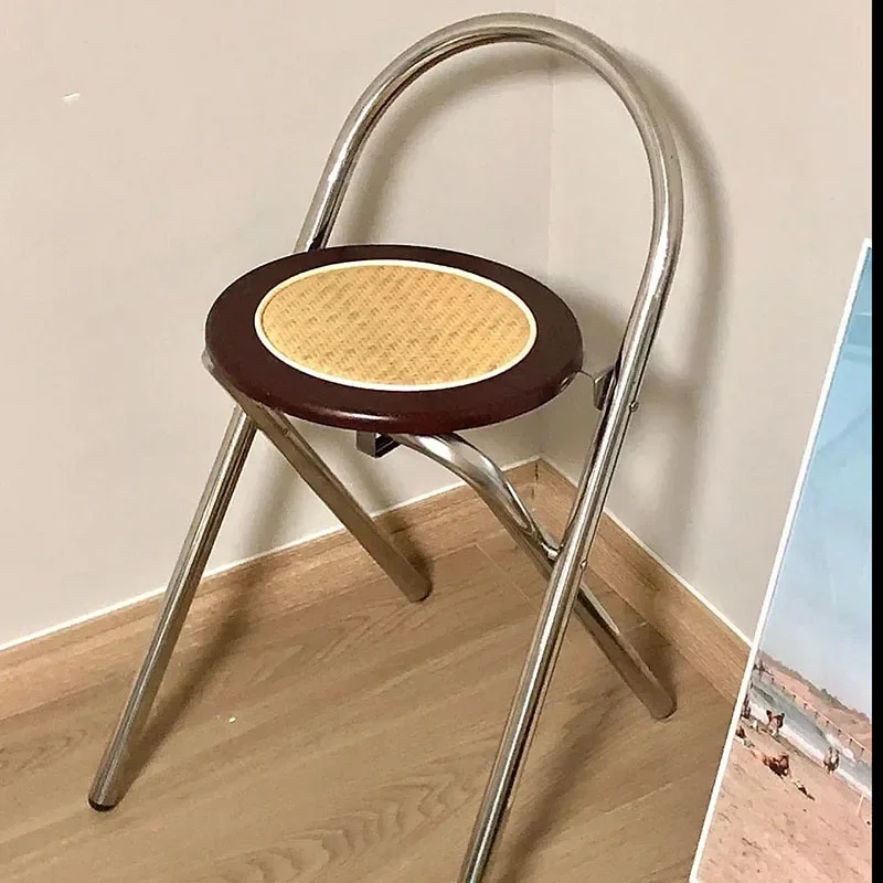 Foldable Rattan Counter Stool Casual Designer Bar Chairs Light Luxury Comfort for Modern Simplicity Adds Aesthetic Appeal