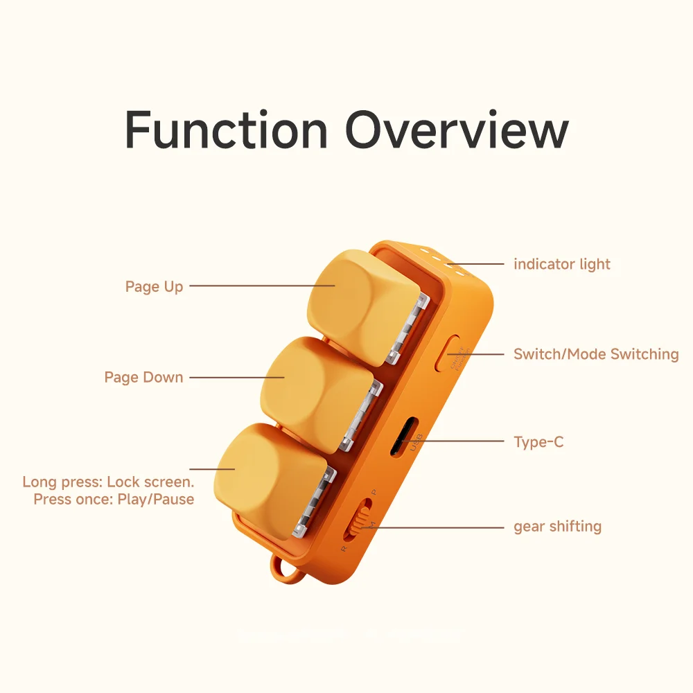 Multi-functional Keyboard Page Turner Short Video Slide PPT PDF Page Flipping Music Switch Take Photos Blue Tooth Remote Control
