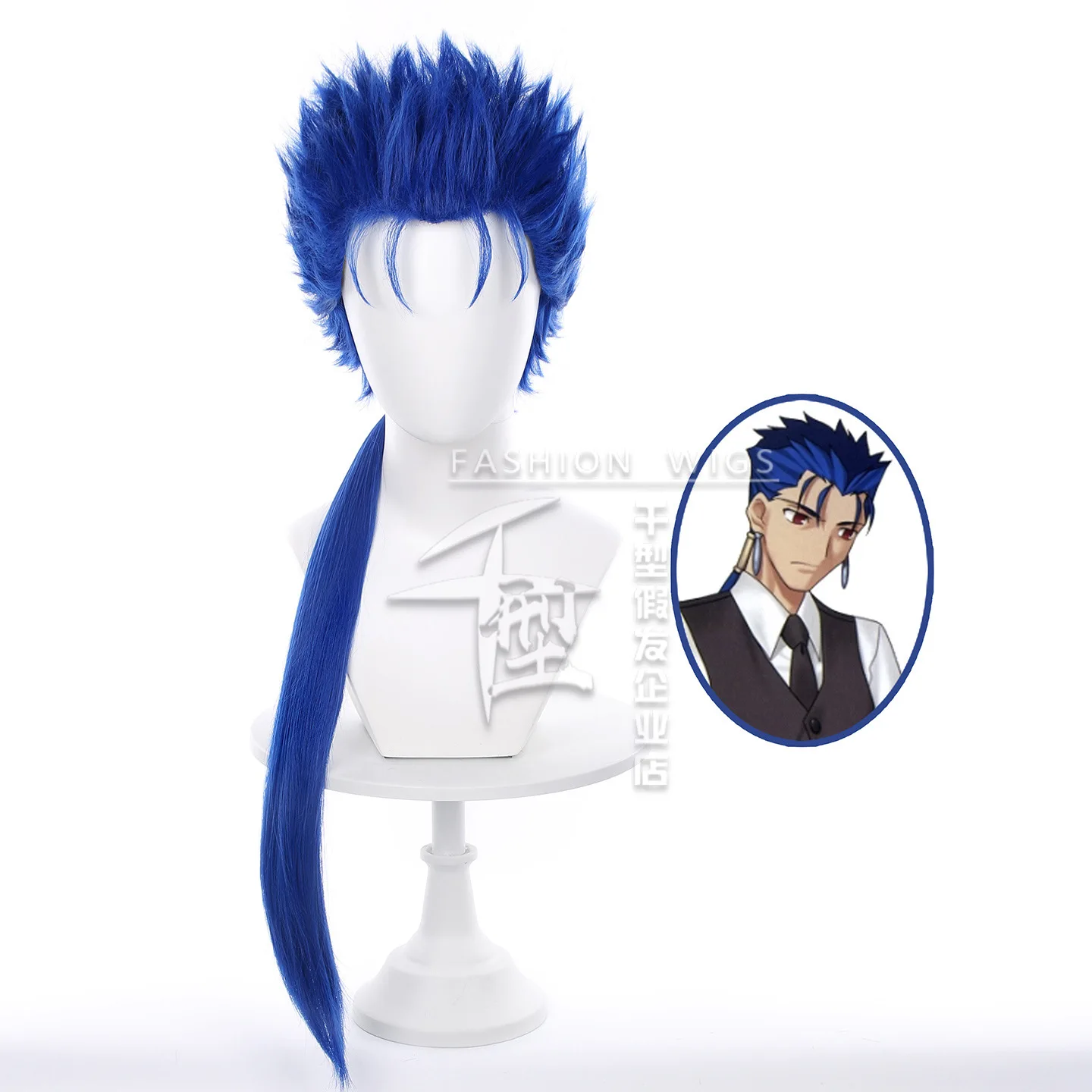 Cu Chulainn Cosplay Wig Anime Fate Lancer Role Play Accessories High Temperature Wire Pink Curly Hair With Wig Cap