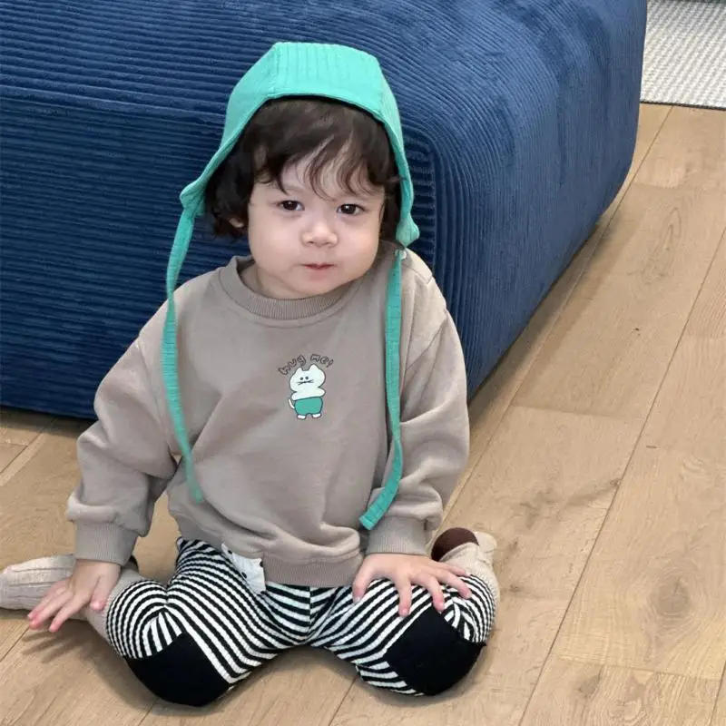 

2025 Autumn New Baby Long Sleeve Sweatshirt Cartoon Print Infant Versatile Cotton Pullover Tops Toddler Boys Casual Sweatshirts