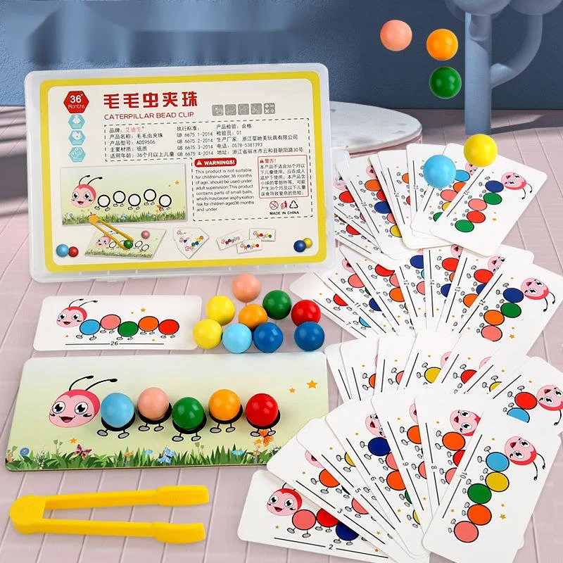 Montessori Wooden Colorful Toys Hands Clip Bead Color Learning Holder EducationalInt Toys Children Teaching Game New 2022