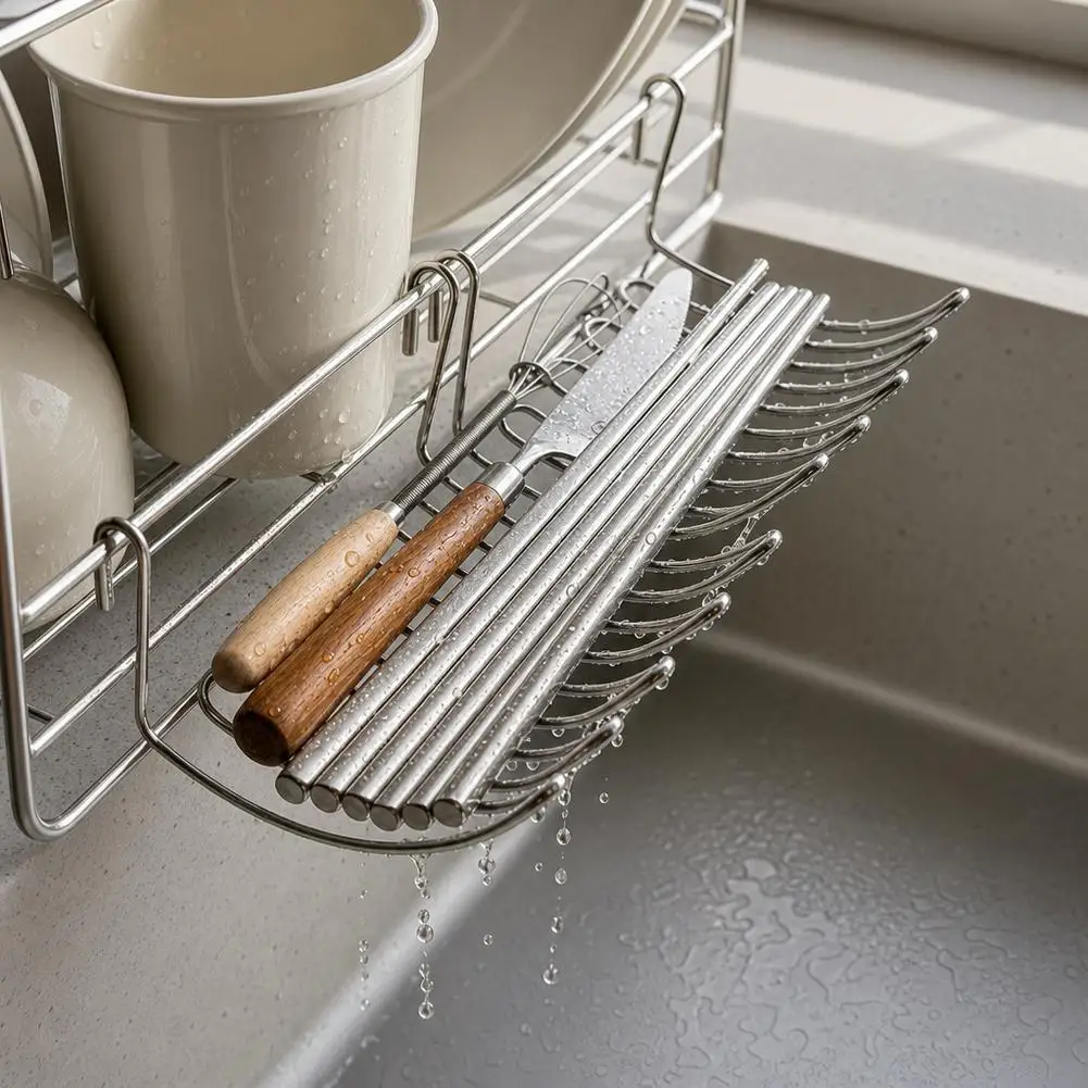 Stainless Steel Sink Hanging Drain Rack Sponge Soap Holder Storage Basket Kitchen Counter Organizer Accessories