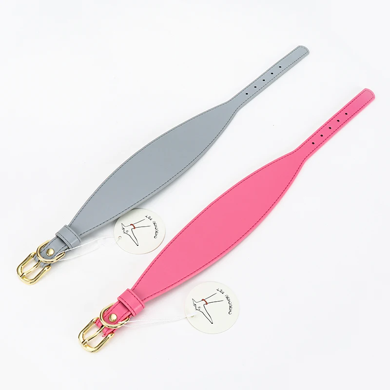 Pink and Gray Italian Greyhound Collar and Leash Soft PU Fits Lurcher whippet Saluki or any other Sighthound Pet Collar