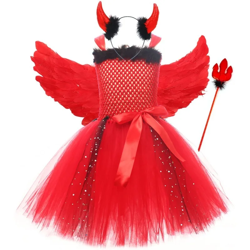 Little Devil Vampire Puff Dress,Halloween Party Cosplay Costume, Role Play Outfit for Holiday Birthday Stage Performance Festive view 2