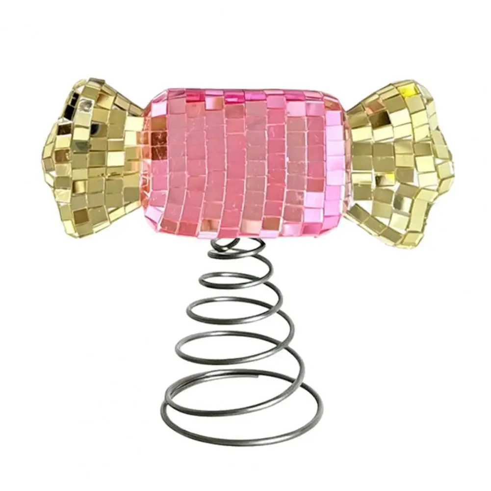 Shaking Spring Tree Accessory Pink Gold Topper with Spring Base Mirror Shiny Ornament Glowing Mini Holiday Scene Light-up