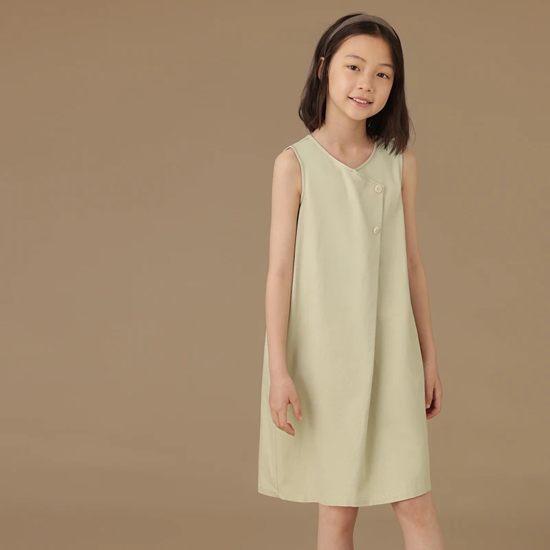 Kids Clothes Girl Kids Light Green Sleeveless Vest Dress Girl Summer Dress Sundress Birthday Dress Design Skirt Stylish