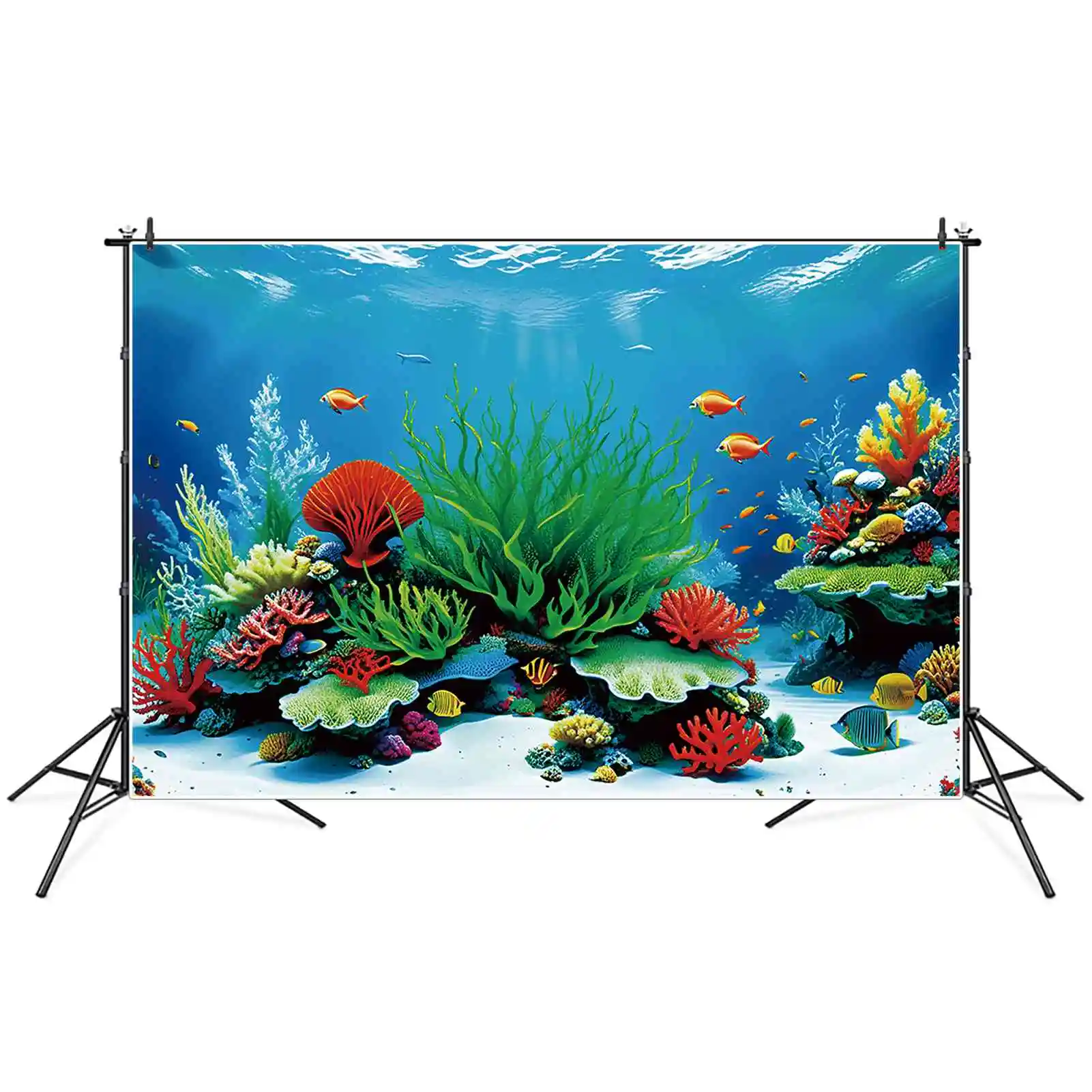 MOON.QG Summer Undersea Birthday fondali ragazza Red Coral Grass Wall Aquarium Background decorazione personalizzata per feste puntelli per fotochiamate