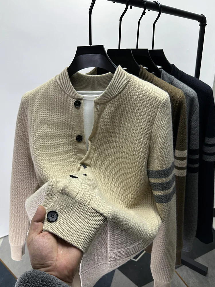 

High-End Brand Men's Knitted Cardigan Sweater Jaet Baseball Collar One-Piece Fce Outerwear Faionable Autumn Winter