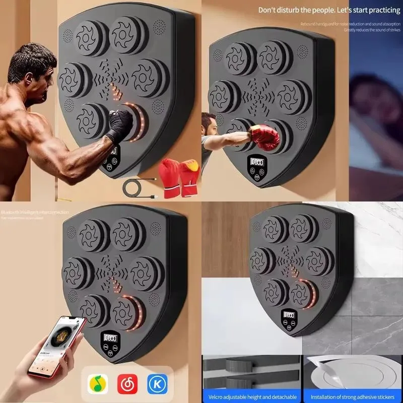 Smart LED Reaction Speed Boxing Trainer Commercial Home Gym Music Punching Machine Durable ABS Microfiber 6 Target Training