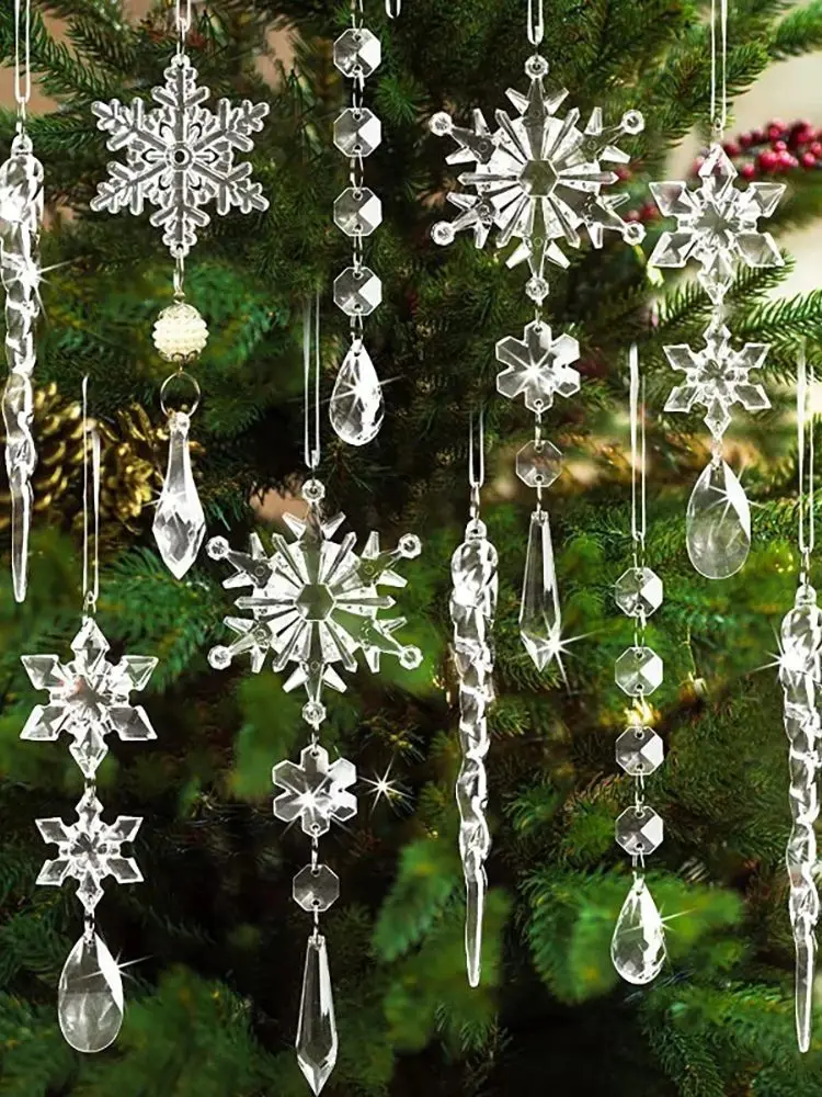 10 szt. Błyszczące Płatki Śniegu Ozdoby na Choinkę Wiszące Dekoracje do Domu Pokoju Boże Narodzenie Navidad DIY Prezent na Nowy Rok Dekoracje Ślubne — 2