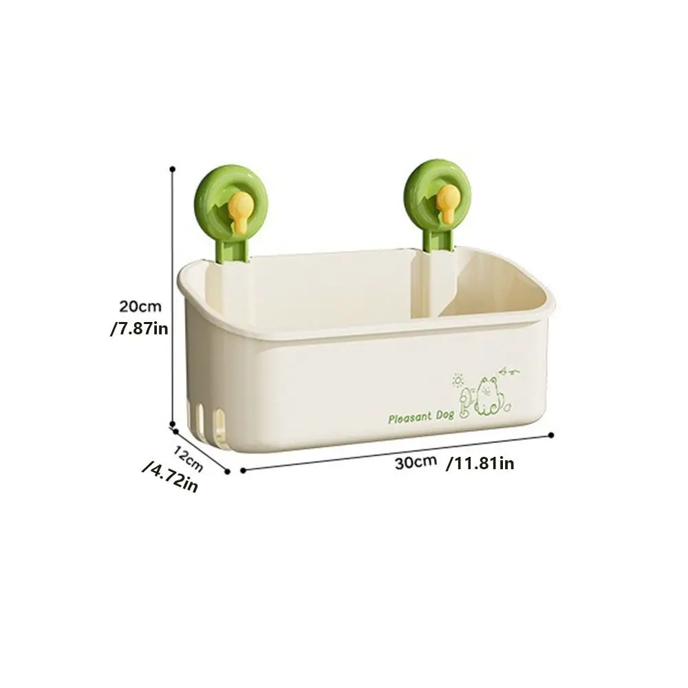 Large Capacity Suction Cup Storage Rack Space Saving with Drain Hole Bathroom Storage Shelf Wall Mounted Strong Load-Bearing