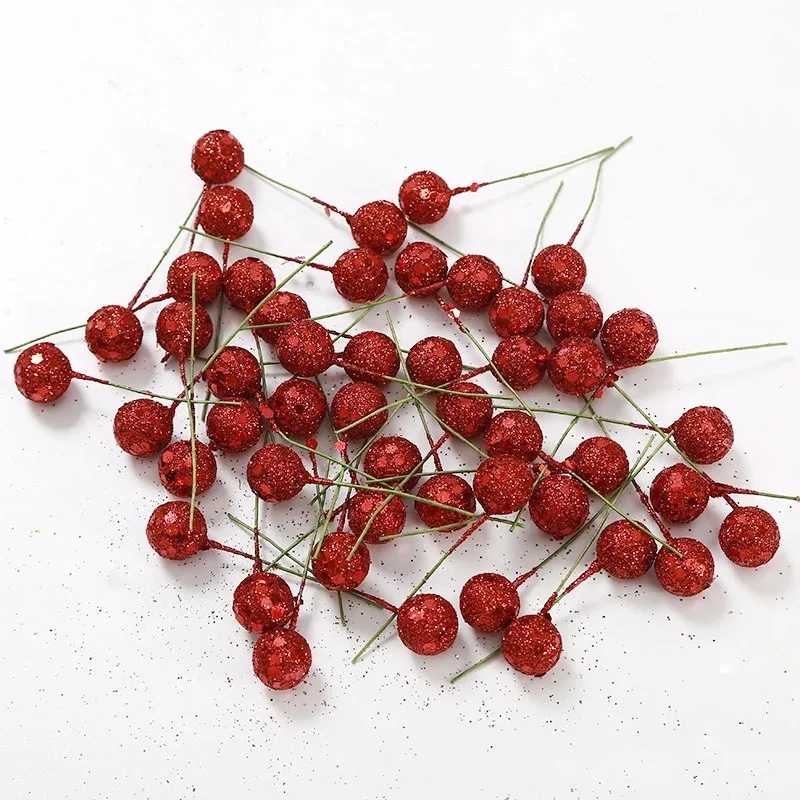 50/100 stücke Hause Dekoration Berry Künstliche Schaum Blume Weihnachten Baum Weihnachten Party Decor Kuchen Geschenk Box Dekoration Zubehör – Detail 11