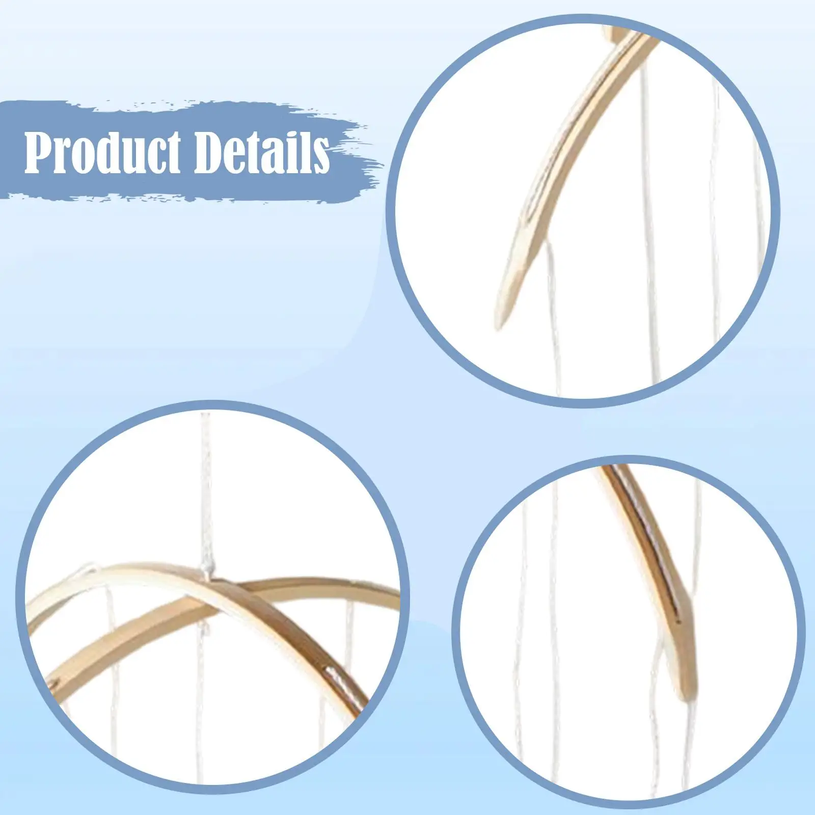 Nursery Wooden Wind Chime Frame Mobile Bamboo Hanging Toy DIY for Baby Crib Accessories and Decoration