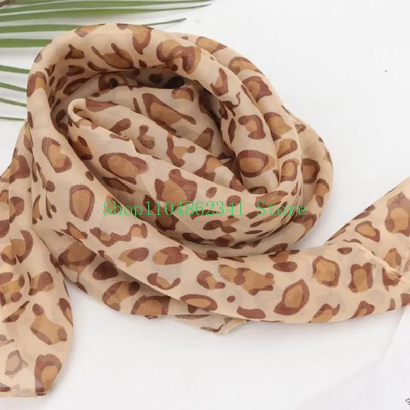 5asd Stylish Leopard Pattern Silk Imitation Scarf Fashion Neckerchief Enhancing Look