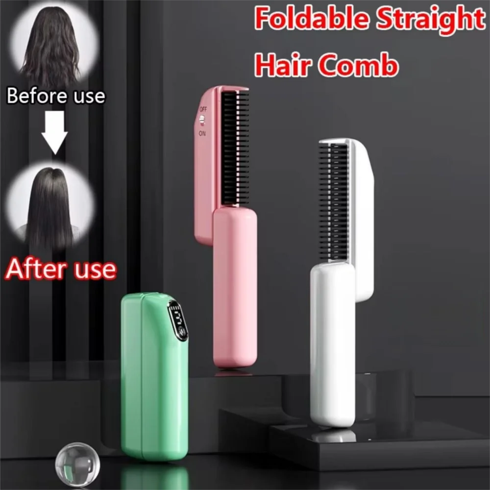 

Электрическая расческа для выпрямления волос с защитой от ожогов, масштабируемая, быстрый нагрев, портативный выпрямитель для волос, гладкая расческа для зубов