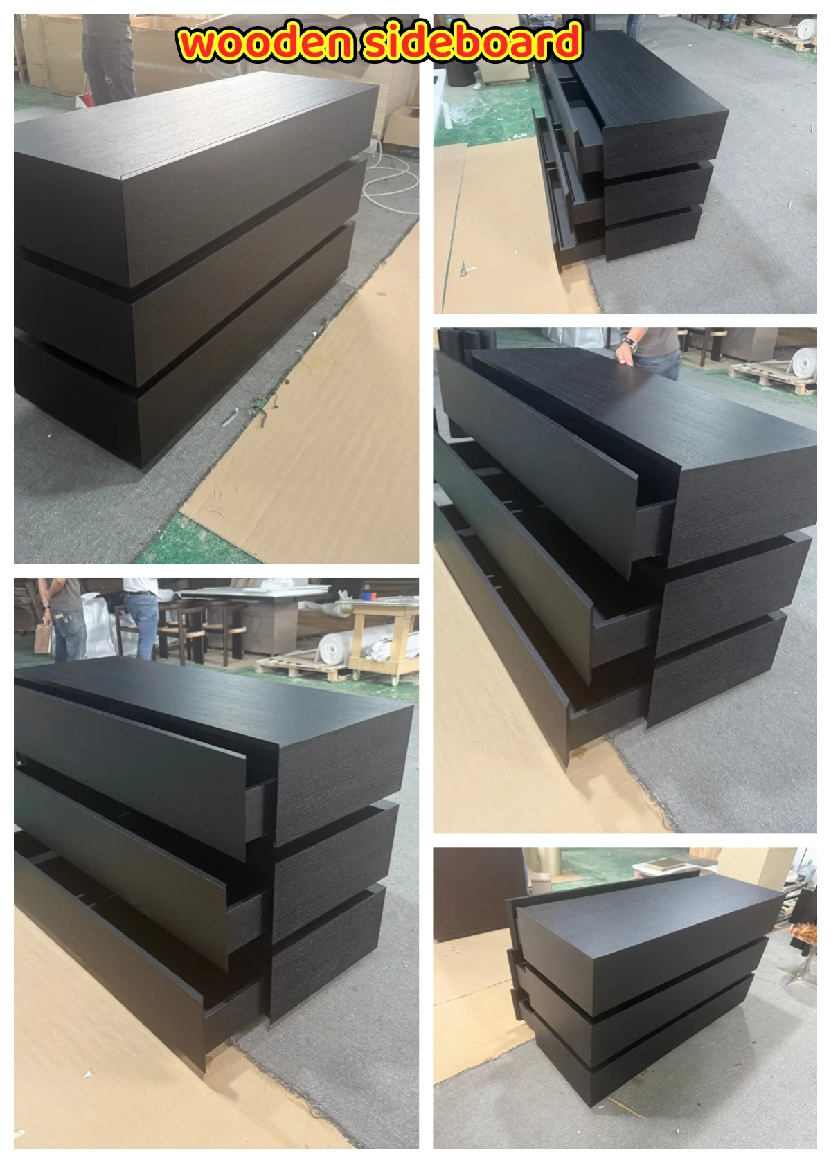 &Custom Hand-Carved Solid Wood Sideboard Living Room Cabinet 2 Drawers Contemporary Entry Buffet Eco-Friendly Furniture