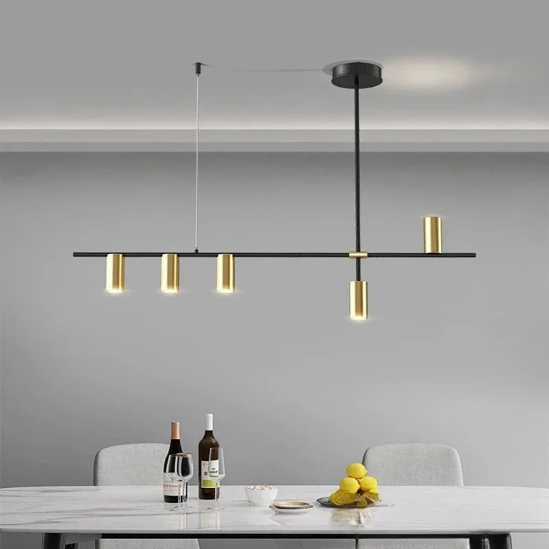 Candelabro colgante LED moderno nórdico para sala de estar, barra de mesa de comedor, tira larga, lámpara colgante de alta gama, accesorio de iluminación para decoración de oficina