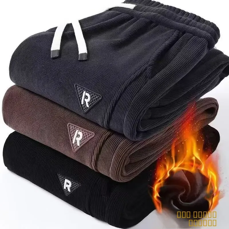 

Thiened Fce Вельветовые мужские свободные зимние спортивные брюки Теплые повседневные брюки на осень и зиму Тяжелая рабочая одежда Du