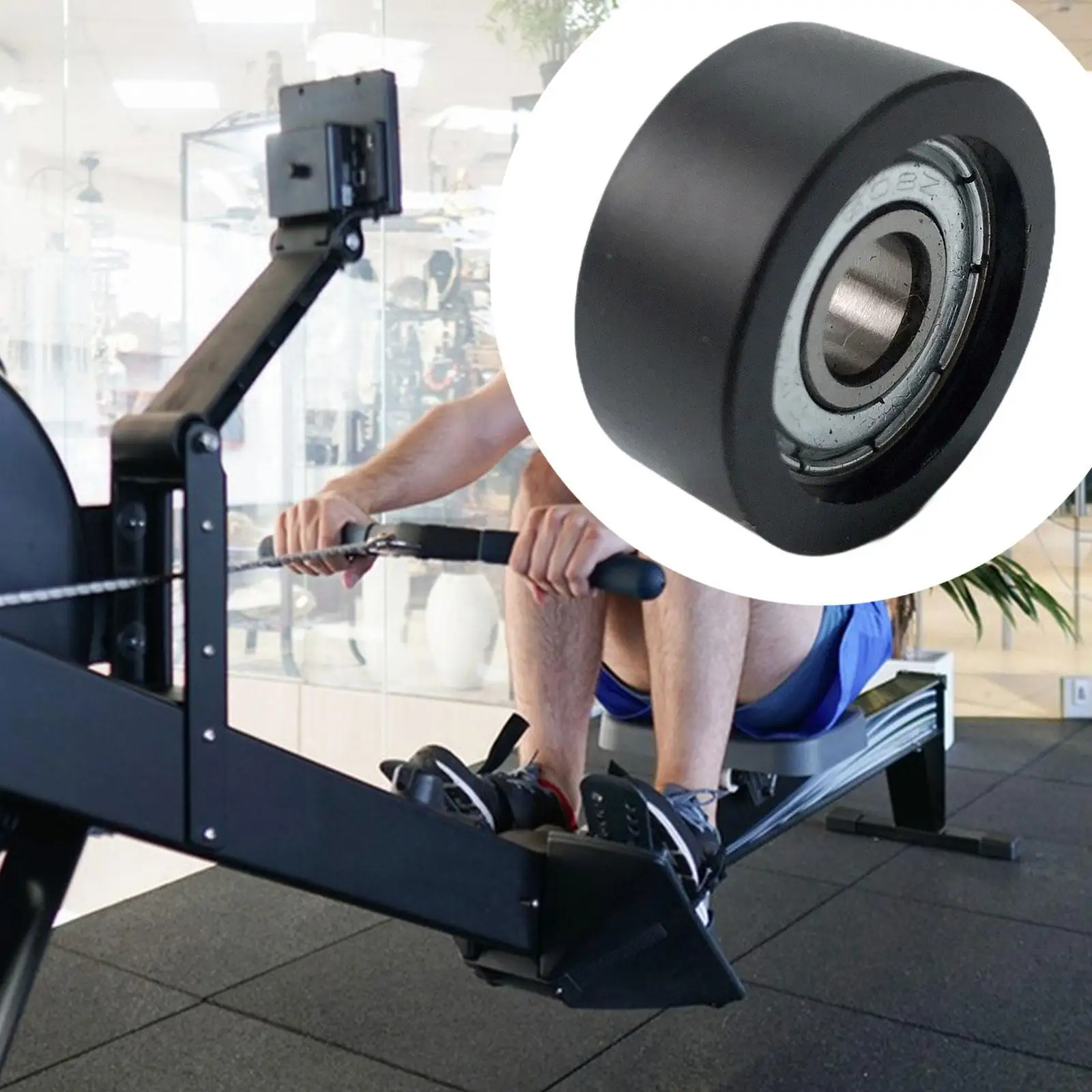 أسطوانة عجلة تحمل آلة التجديف سهلة التركيب، ملحقات معدات اللياقة البدنية البديلة لممارسة التمارين الرياضية في صالة الألعاب الرياضية