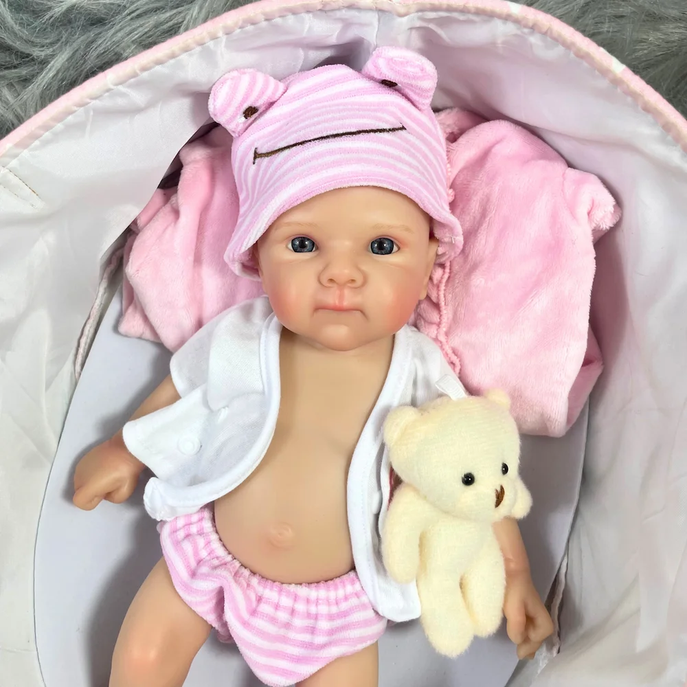 Mini 13 Inch Reborn Baby Doll Bettie Full Silicone Washable Body Girl Soft Solid Silicone Doll Birthday Christmas Gift image 5