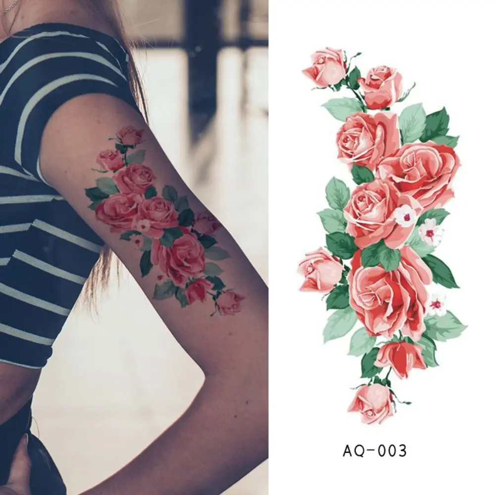 Colorful Floral Arm Tattoo Sticker Different Styles Rose Butterfly Arm Flower Sternum Tattoo Stick Waterproof