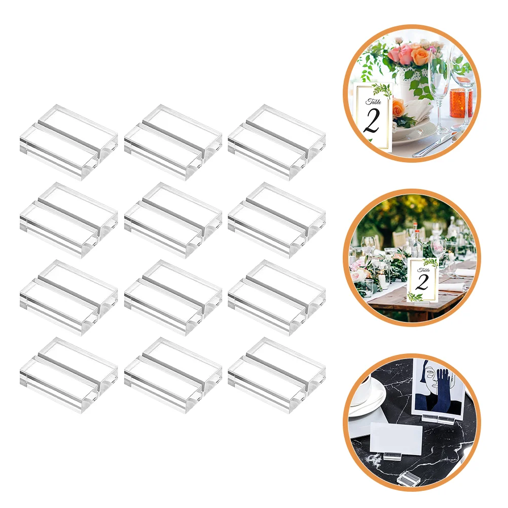 12 Pcs Business Card Holder Cards Acrylic Note Clear Stands Sign Holders Wallet Place Man Table Number