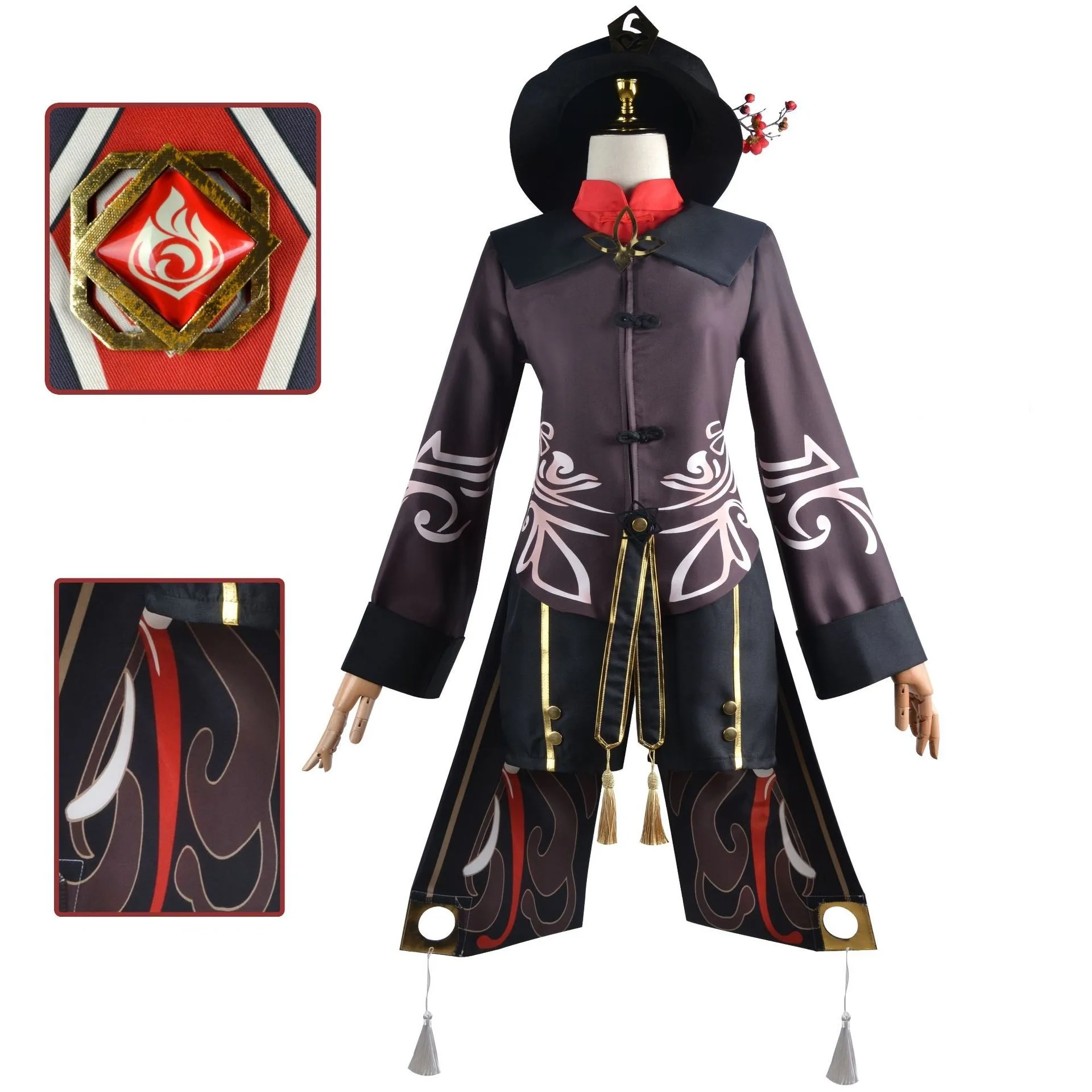 Costume Uniform Wig Cosplay Anime Game Genshin Impact Hutao Cosplay Hu Tao Chinese Style Halloween Costumes For Women