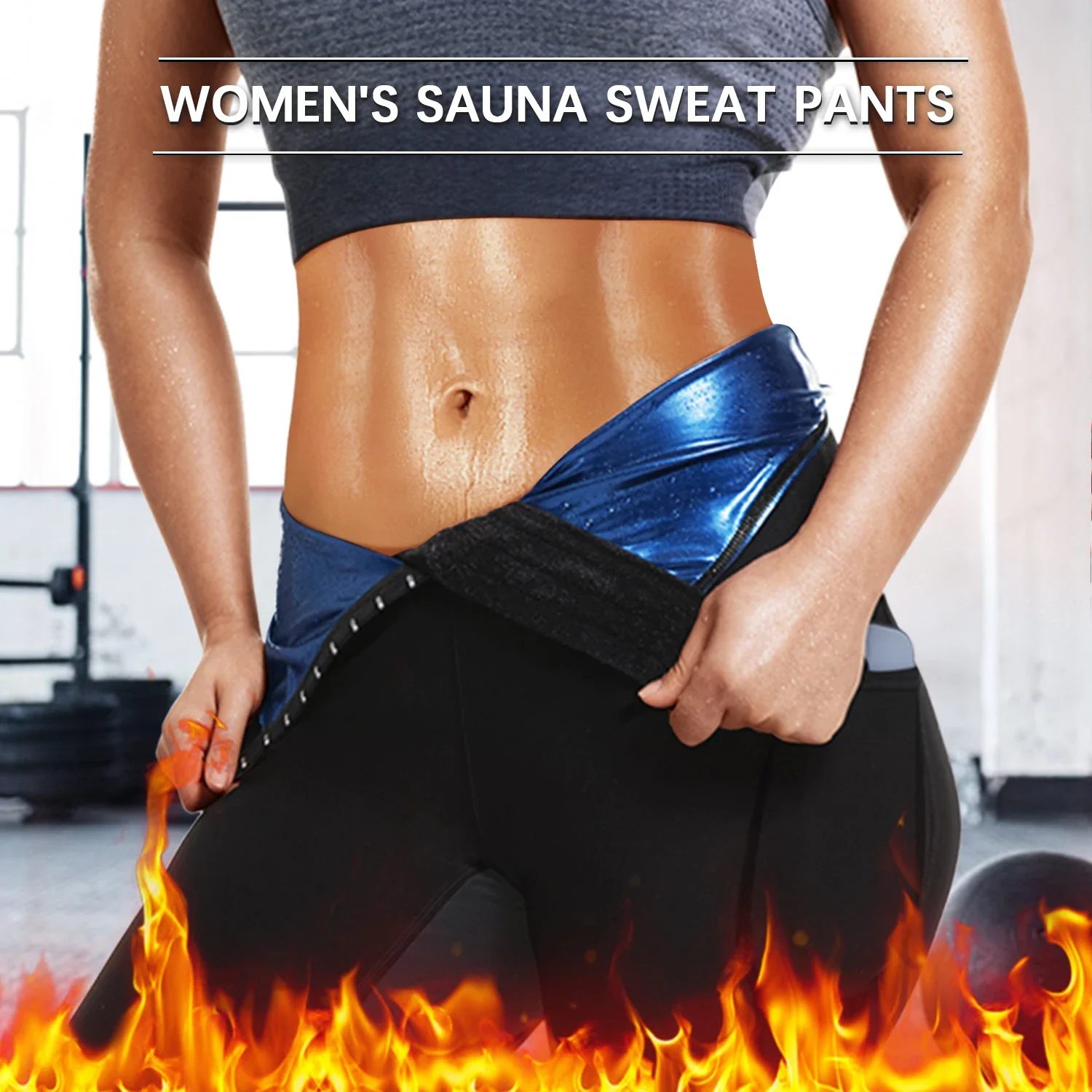 Sauna Sweat Pants for Women High Waist Compression Slimming Leggings Workout Weight Loss Sauna Sweat Suits with Pocket