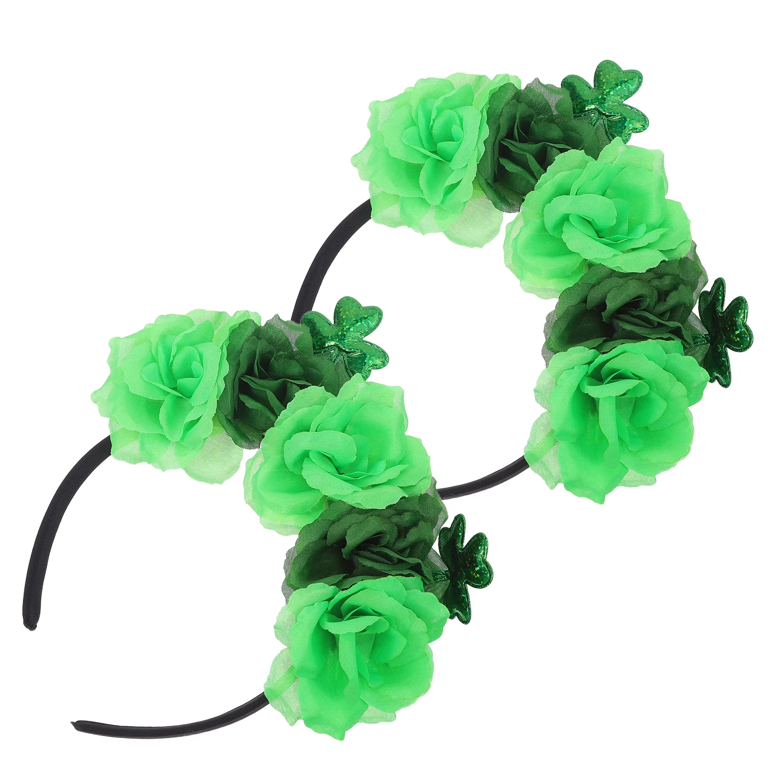 

2Pcs St Patricks Day Headbands Satin Shamrock Clover Hair Hoops Green Floral Irish Festival Accessories Party Prop Hairbands