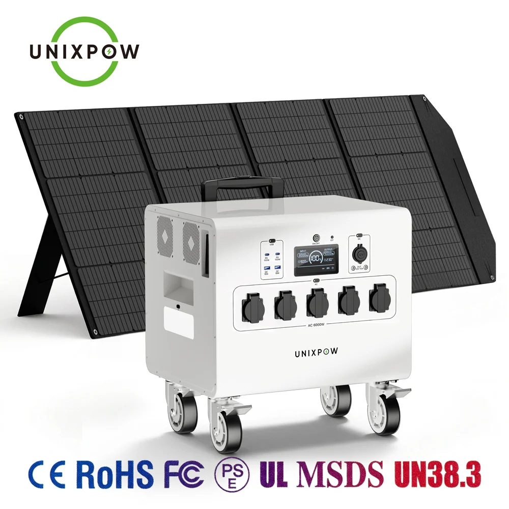 Unixpow Portable Power Station 5000W/6000W LFP Solar Generator MPPT Pure Sine Wave Fast Charging Emergency Backup Power Blackout